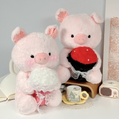 Gấu bông heo ôm hoa Love Pig
