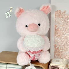 Gấu bông heo ôm hoa Love Pig