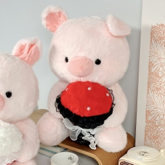 Gấu bông heo ôm hoa Love Pig