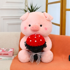 Gấu bông heo ôm hoa Love Pig 45cm