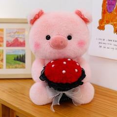Gấu bông heo ôm hoa Love Pig 45cm