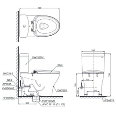 Bồn Cầu Điện Tử TOTO CS769DRW6 (CS769DW6) Nắp Rửa Washlet