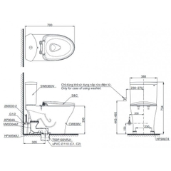 Bồn Cầu Điện Tử TOTO CS838CDW17 Nắp Rửa Washlet TCF23460AAA C2 Giấu Dây
