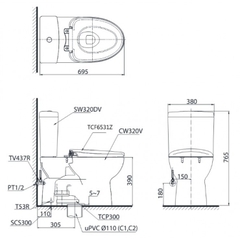 Bồn Cầu Điện Tử TOTO CS320DRW6 Nắp Rửa Washlet
