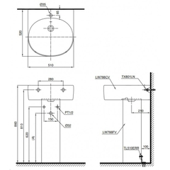 Chậu Lavabo TOTO LPT766C Treo Tường Chân Dài
