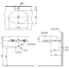 Chậu Lavabo TOTO LT1705#XW Đặt Bàn