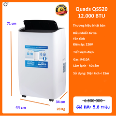 Điều hòa di động Quads QS520 - 12.000 BTU