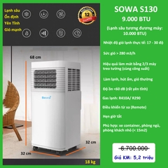 Điều hòa di động Sowa S130 - 9.000BTU