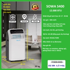 Điều hoà di động Sowa S400 New Model - 12.000BTU