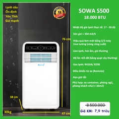 Điều hoà di động Sowa S500 New Model - 18.000BTU