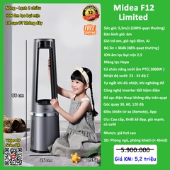 Quạt không cánh Midea F12 Limited - Hai chiều sưởi, lạnh