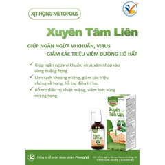 Xịt Họng METOPOLIS XUYÊN TÂM LIÊN – Hỗ trợ ngăn ngừa vi khuẩn, làm sạch khoang miệng