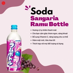 Thùng nước ngọt Soda Nhật Sangaria Ramu Bottle Grape x24 chai