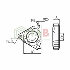 Mảnh dao tiện ren phủ PVD Kyocera Model 16IR18UN-TF PR1115