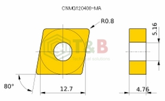 Mảnh dao tiện ngoài phủ CVD Kyocera Model CNMG120408GT CA5515