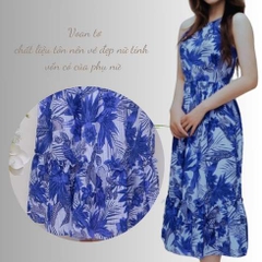 Maxi cổ yếm Hoa Blue-VLT060323.Blue