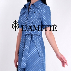 Váy Jean chấm bi cổ đức liền thân-VLT 160223