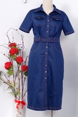 Copy of Đầm Denim cổ đức dáng chữ A dài-VLT100223