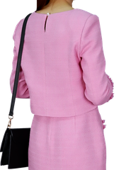 Áo dài tay dạ tweed hồng-A31222