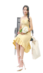 Đầm thun kẻ 2 dây-DT010223