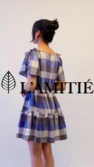 Váy xoè kẻ caro phối bèo nhún-VLT060223