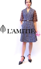 Đầm tweed cổ vest-VLT050223