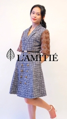 Đầm tweed cổ vest-VLT050223
