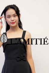 Đầm xoè 2 dây đính nơ sang trọng-VLT010223