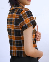 Áo vest nữ kẻ caro dáng ngắn-A51