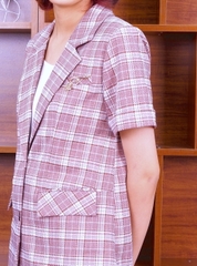 Vest kẻ cộc tay