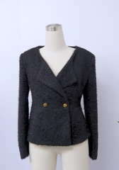 Áo vest dạ tweed đen-VE181222
