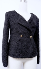 Áo vest dạ tweed đen-VE181222