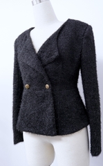 Áo vest dạ tweed đen-VE181222