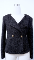 Áo vest dạ tweed đen-VE181222