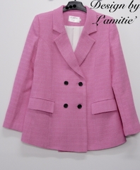 Áo vest suông tweed hồng-VE191222