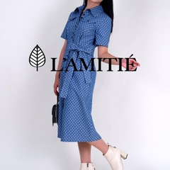 Váy Jean chấm bi cổ đức liền thân-VLT 160223