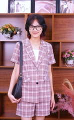 Vest kẻ cộc tay