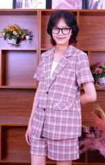 Vest kẻ cộc tay
