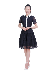 Đầm ren cổ đức phối-VLT3923