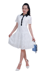 Đầm ren cổ đức phối-VLT3923