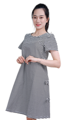 Đầm kẻ đính nơ-VLT4923