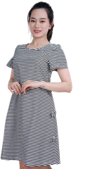 Đầm kẻ đính nơ-VLT4923