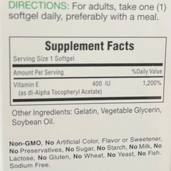 Nature's Bounty Vitamin E 400 IU (30 viên) - Hỗ Trợ Đẹp Da & Chống Lão Hóa