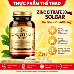 Solgar Zinc Citrate 30mg 100 Viên – Kẽm Hữu Cơ Bổ Sung Kẽm, Hỗ Trợ Tăng Cường Đề Kháng