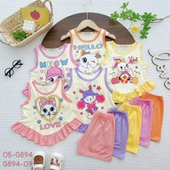 G894 - Bộ ba lỗ thun lạnh babydoll bé gái