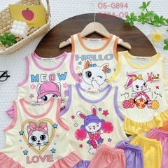 G894 - Bộ ba lỗ thun lạnh babydoll bé gái