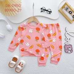 D950 - Bộ dài thun lạnh Minlybaby bé gái in họa tiết