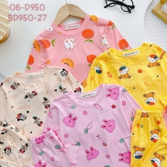 D950 - Bộ dài thun lạnh Minlybaby bé gái in họa tiết
