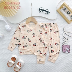 D950 - Bộ dài thun lạnh Minlybaby bé gái in họa tiết