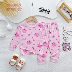 D950 - Bộ dài thun lạnh Minlybaby bé gái in họa tiết